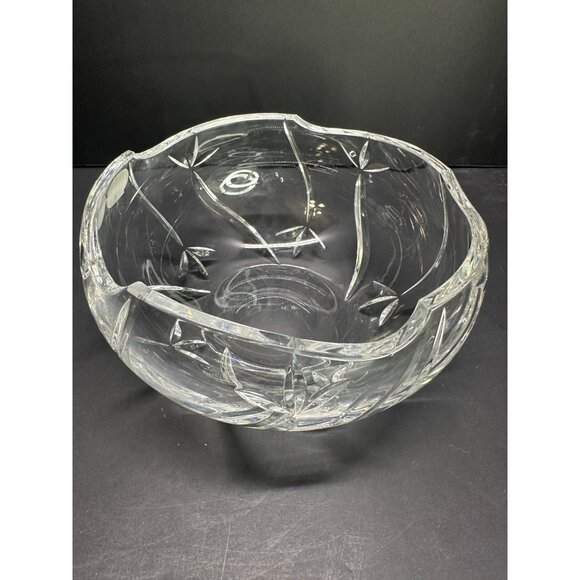 Vtg Clear Glass Bohemia Crystal Czech Cut To Clear 7" DIA Bowl Original Label - Picture 12 of 14